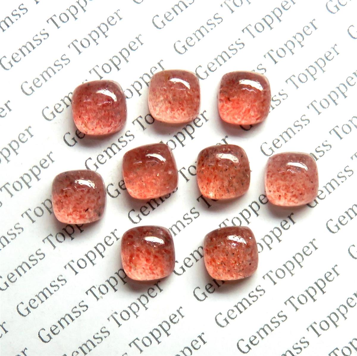 Strawberry Quartz 10x10 mm Cushion Cabochon